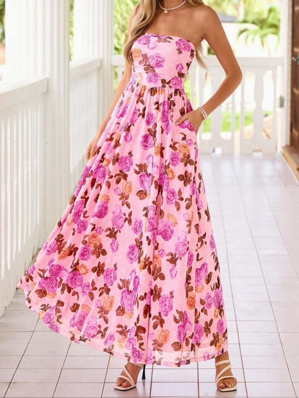 NWT PrettyGarden Strapless Floral Maxi Dress XXL